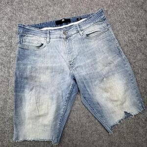 Jordan Craig Shorts Mens 38 Blue Denim Bermuda Distressed Raw Hem SEAN Cutoff